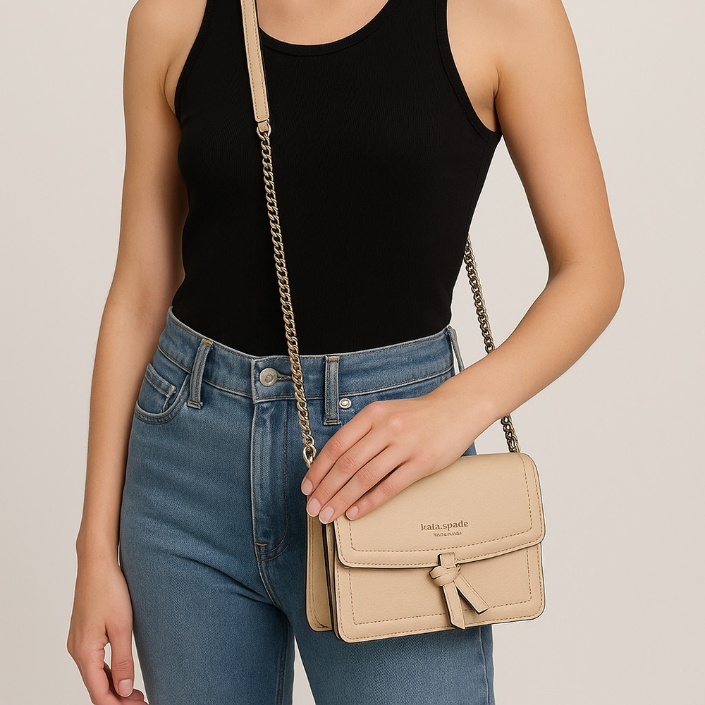 Kate Spade Beige Crossbody Bag with Chain Strap #summerluxury